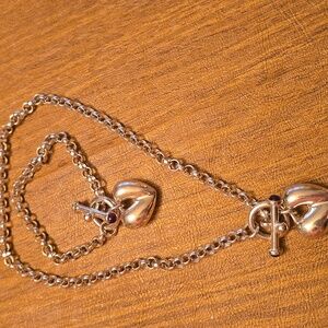 Sterling Silver Heart Pendant Necklace And Bracelet Set